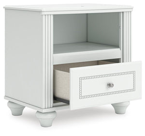 Kozlani 1-Drawer Nightstand with USB & Night Light White