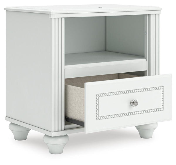 Kozlani 1-Drawer Nightstand with USB & Night Light White