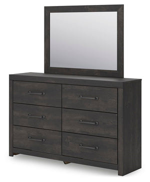Hollivern 6-Drawer Dresser & Mirror Dark Gray