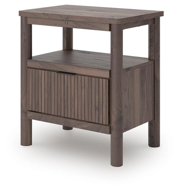 Pamytta 1-Drawer Nightstand with USB & Night Light Brown