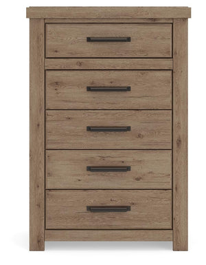 Oliandon 5-Drawer Chest Light Brown
