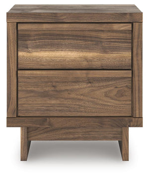 Chirason 2-Drawer Nightstand with USB & Wireless Charger Brown