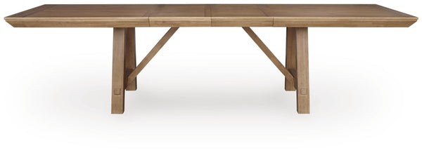 Ridgester Regular Leaf Rectangle Dining Extension Table Light Brown