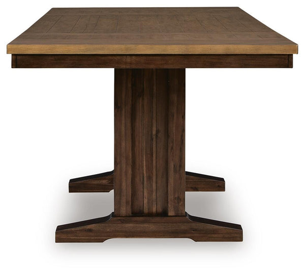 Rylandeen Counter-Height Regular Leaf Rectangle Dining Extension Table Light Brown/Dark Brown