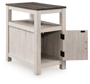 Fendenmore 1-Door Chairside End Table with USB Brown Gray/Antique White