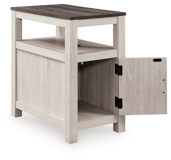 Fendenmore 1-Door Chairside End Table with USB Brown Gray/Antique White