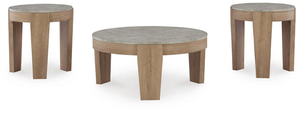 Guystone 3-Piece Occasional Table Set Light Brown
