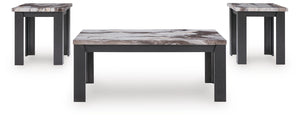Jazmore 3-Piece Occasional Table Set Dark Brown