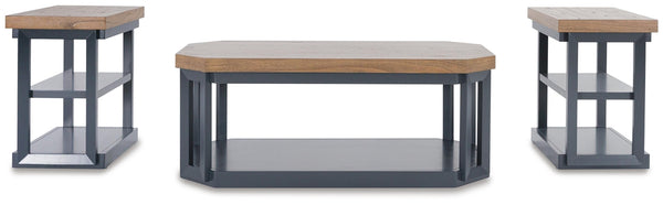 Landocken 3-Piece Occasional Table Set Brown/Blue