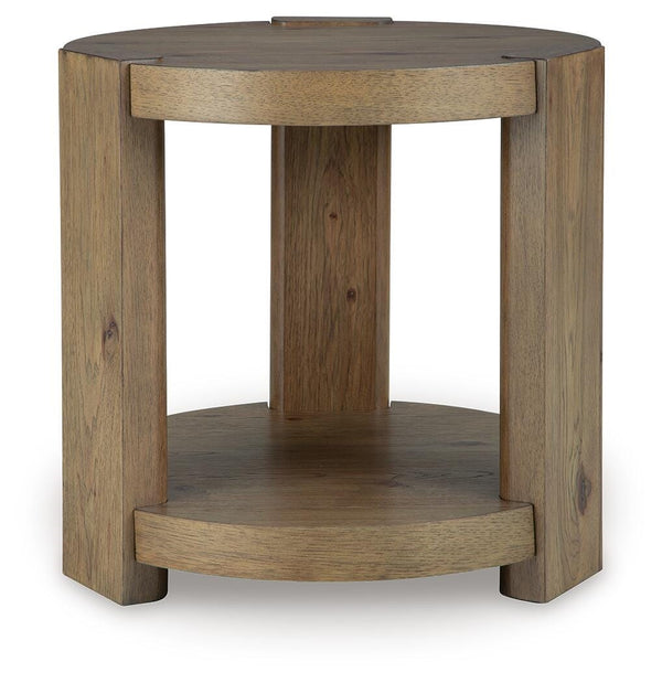 Flangren Round End Table Light Brown