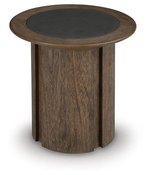 Dontayne Round End Table Warm Brown