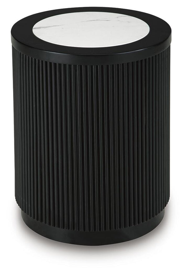 Grayman Round End Table Black