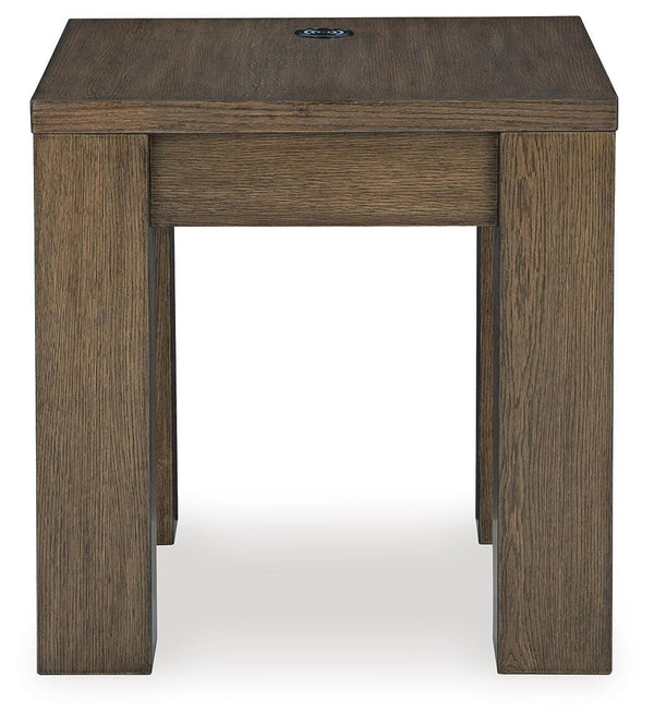 Rosswain End Table with USB Warm Brown