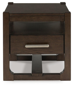 Breckington 1-Drawer End Table Dark Brown