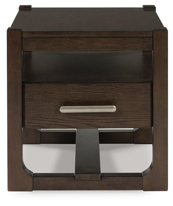 Breckington 1-Drawer End Table Dark Brown