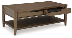 Roanhowe 2-Drawer Rectangle Coffee Table Brown
