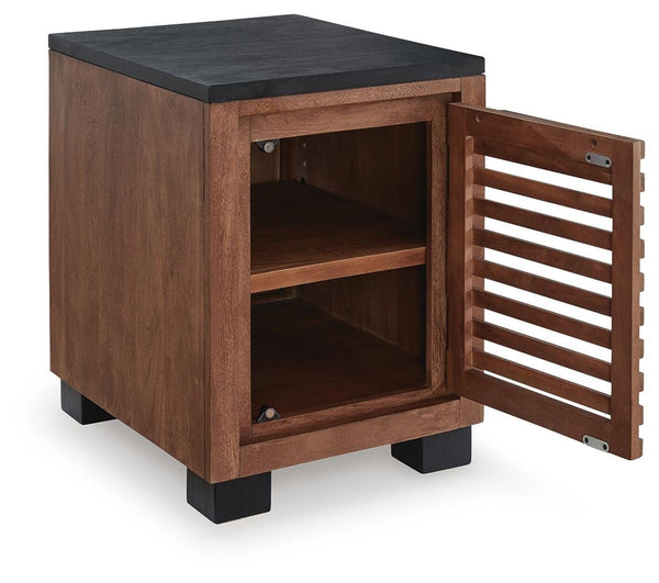 Kallari 1-Door Chairside End Table Warm Brown/Black