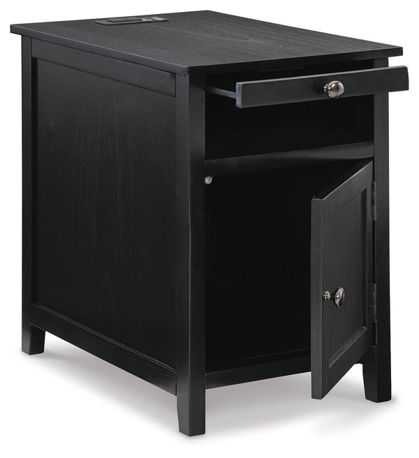 Treytown Rectangle 1-Door Chairside End Table Black