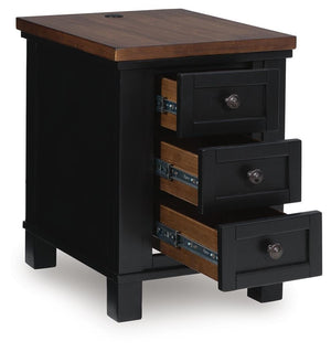 Wildenauer 3-Drawer Chairside End Table with USB Brown/Black