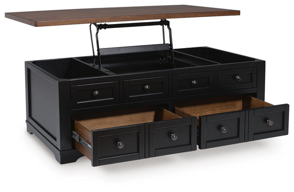 Wildenauer 2-Drawer Lift-Top Coffee Table Brown/Black