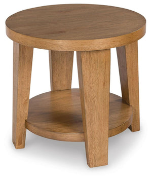 Kristiland Round End Table Light Brown