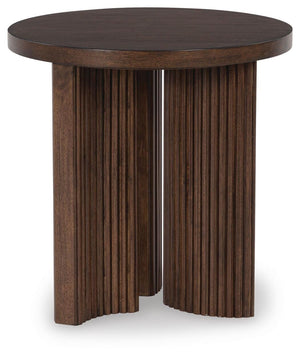 Korestone Round End Table Dark Brown