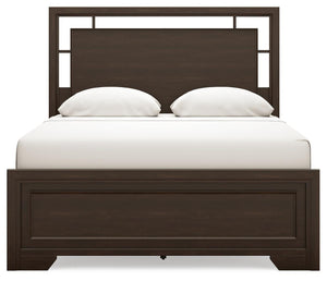 Covetown Queen Panel Bed Dark Brown
