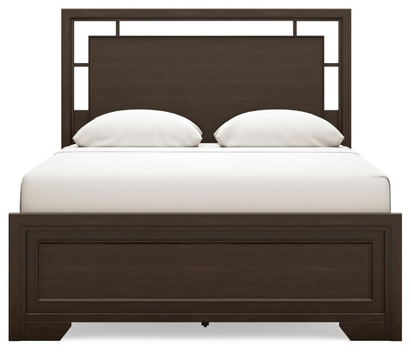 Covetown Queen Panel Bed Dark Brown