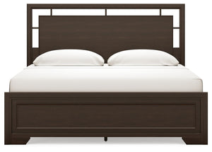 Covetown King Panel Bed Dark Brown