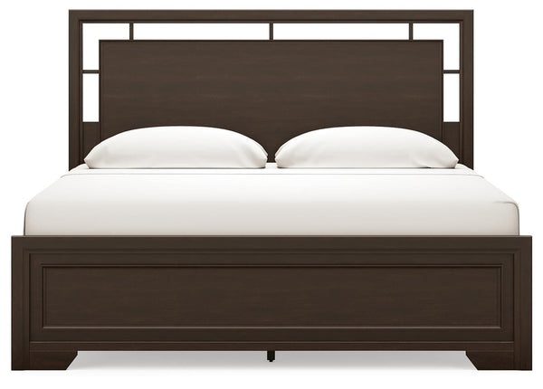 Covetown King Panel Bed Dark Brown