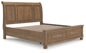 Feddinger King Storage Sleigh Bed Medium Brown
