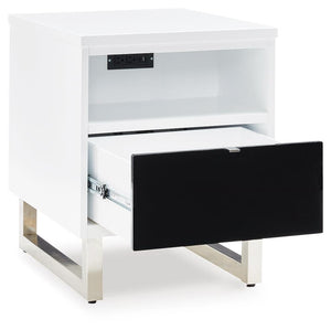 Gardoni 1-Drawer Chairside End Table with USB White/Black
