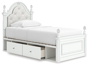 Kozlani Twin Upholstered Panel Storage Bed White