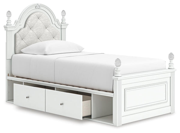 Kozlani Twin Upholstered Panel Storage Bed White