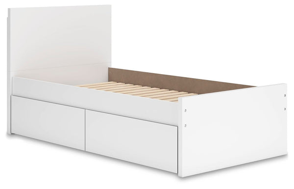 Onita Twin Panel Platform Bed with 1 Side of Storage White
