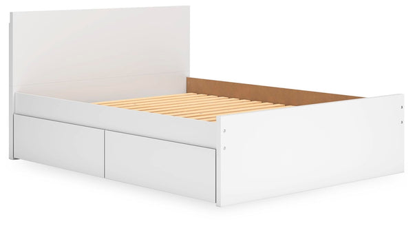 Onita Queen Panel Platform Bed with 1 Side of Storage White