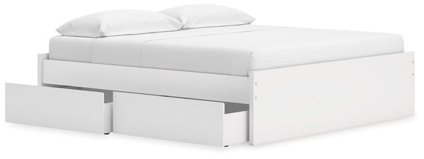 Onita King Platform Bed with 2 Sides of Storage White