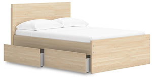 Onita Full Panel Platform Bed with 1 Side of Storage Natural
