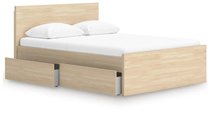 Onita Full Panel Platform Bed with 2 Sides of Storage Natural