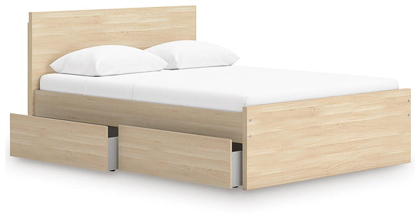 Onita Full Panel Platform Bed with 2 Sides of Storage Natural