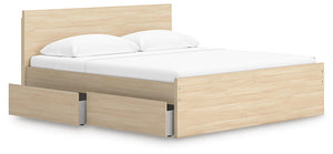 Onita King Panel Platform Bed with 1 Side of Storage Natural