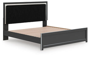 Zuraleus King Upholstered Panel Platform Bed Black