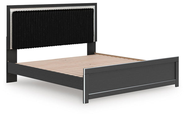 Zuraleus King Upholstered Panel Platform Bed Black