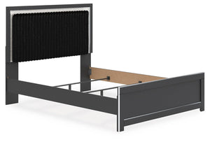 Zuraleus Queen Upholstered Panel Bed Black