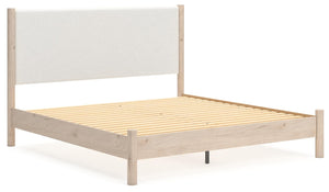 Cadmori King Upholstered Panel Bed Two-tone