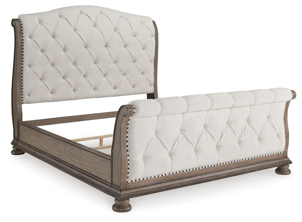 Ardenfield California King Upholstered Sleigh Bed Light Brown