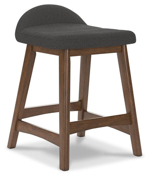 Lyncott Upholstered Counter-Height Barstool Charcoal/Brown