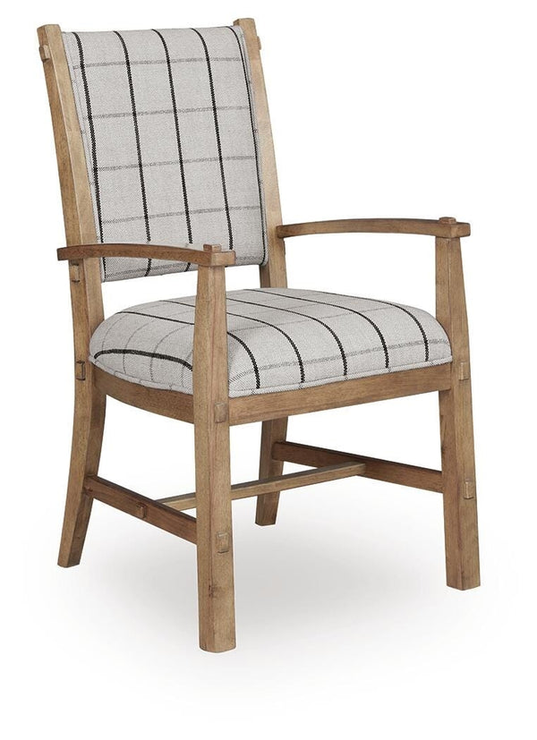 Ridgester Upholstered Dining Arm Chair Light Brown