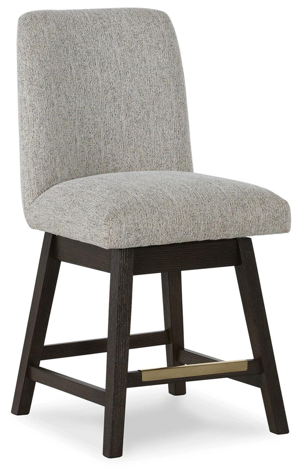 Burkhaus Upholstered Counter-Height Swivel Barstool Beige/Dark Brown