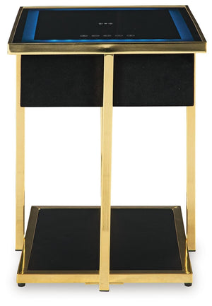 Rexwell Rectangle Accent Table with Speaker & USB Black/Gold Finish